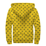 Yellow Bee Pattern Print Sherpa Lined Zip Up Hoodie