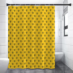 Yellow Bee Pattern Print Shower Curtain