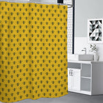 Yellow Bee Pattern Print Shower Curtain