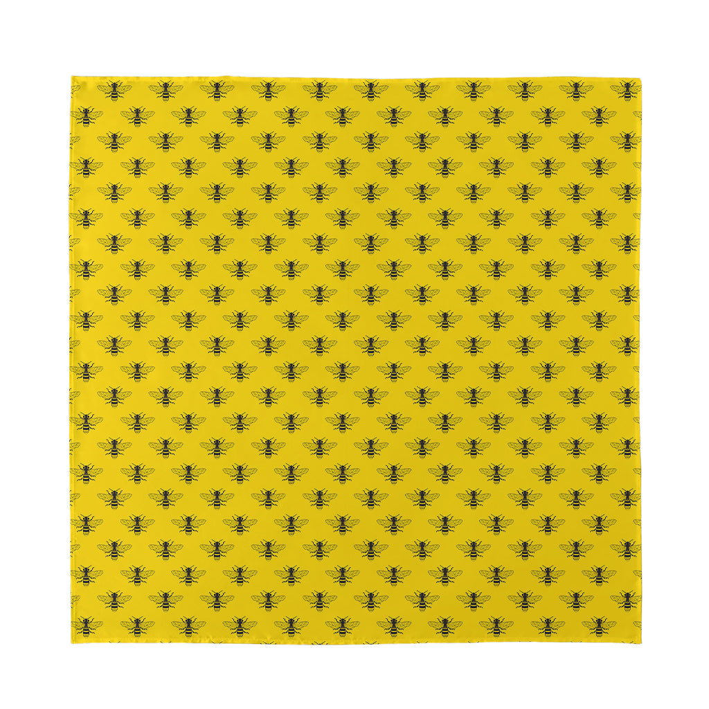 Yellow Bee Pattern Print Silk Bandana