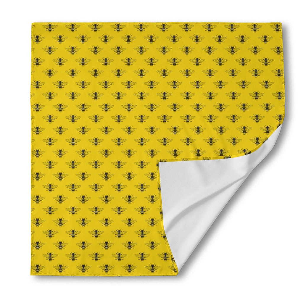 Yellow Bee Pattern Print Silk Bandana
