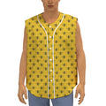 Yellow Bee Pattern Print Sleeveless Baseball Jersey