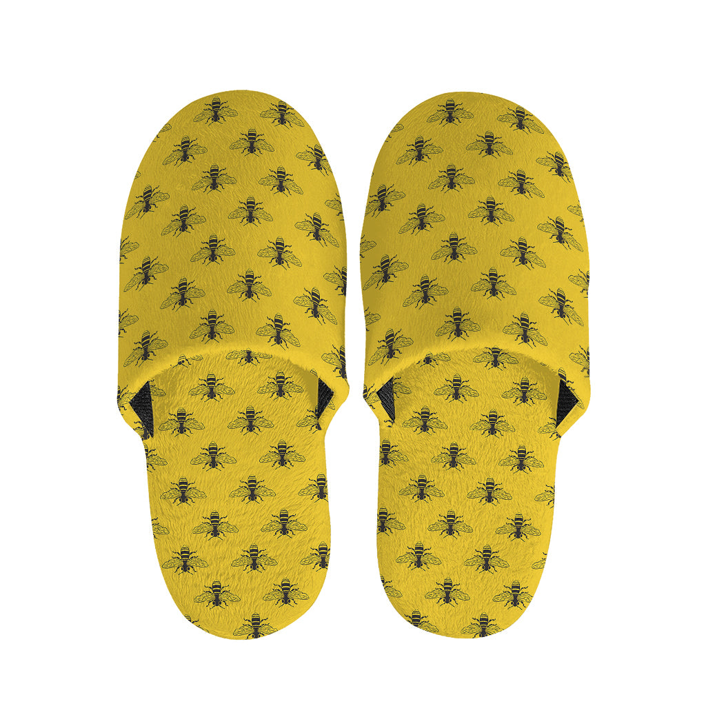Yellow Bee Pattern Print Slippers