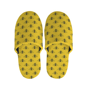 Yellow Bee Pattern Print Slippers