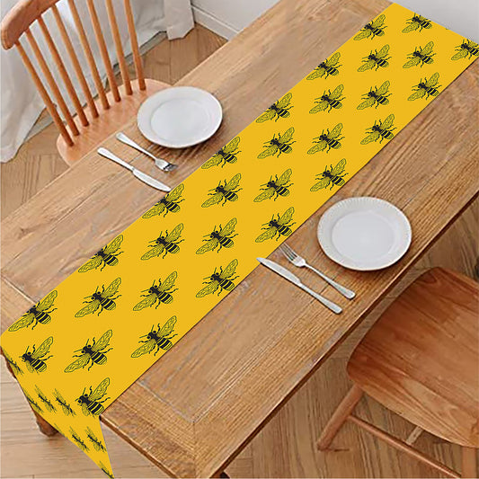 Yellow Bee Pattern Print Table Runner