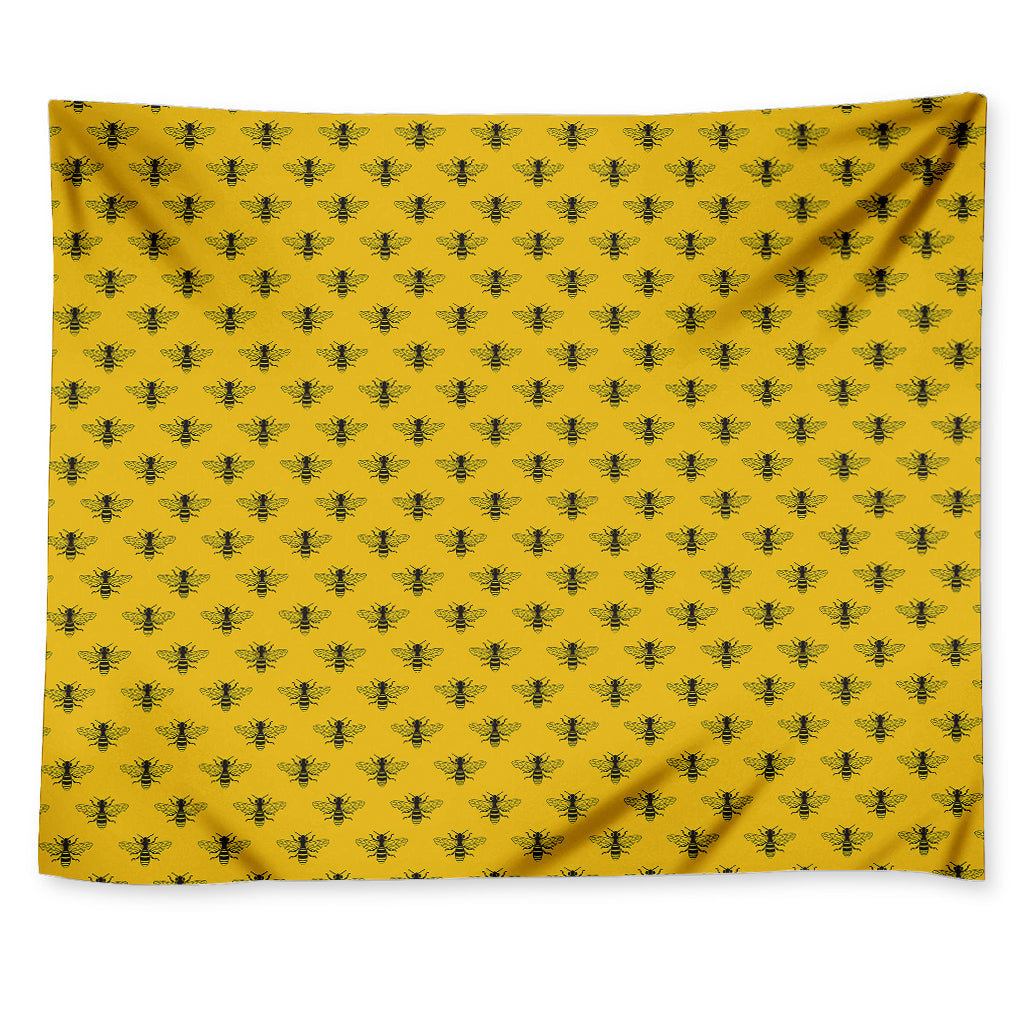 Yellow Bee Pattern Print Tapestry