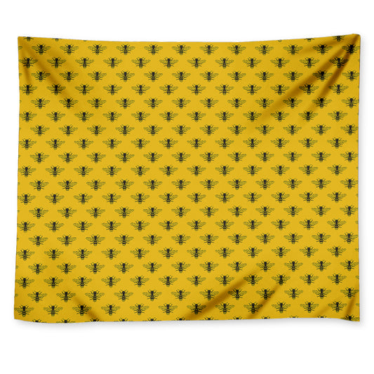 Yellow Bee Pattern Print Tapestry