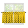 Yellow Bee Pattern Print Tier Curtains