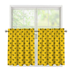 Yellow Bee Pattern Print Tier Curtains