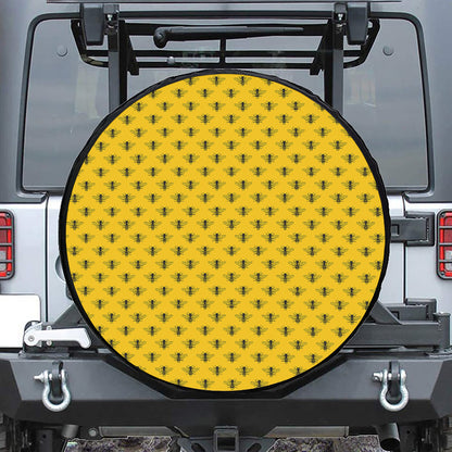 Yellow Bee Pattern Print Tire Cover
