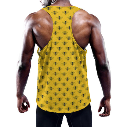 Yellow Bee Pattern Print Training Tank Top