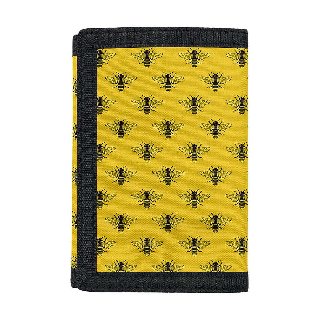 Yellow Bee Pattern Print Trifold Wallet