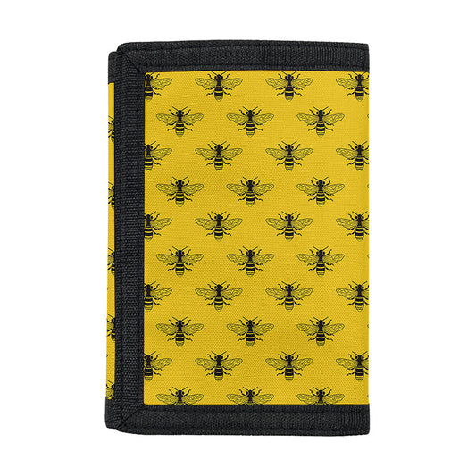 Yellow Bee Pattern Print Trifold Wallet