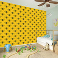 Yellow Bee Pattern Print Wall Sticker