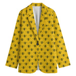 Yellow Bee Pattern Print Women's Blazer