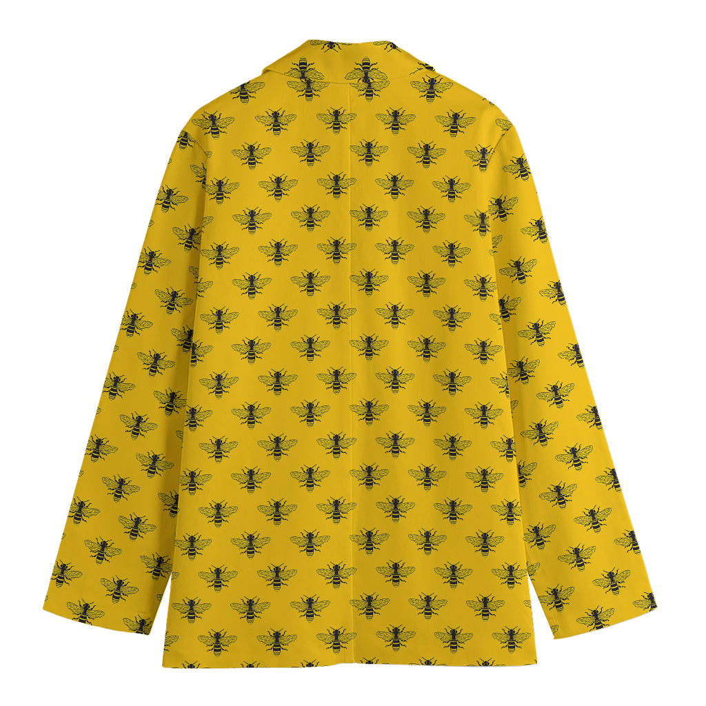 Yellow Bee Pattern Print Women's Blazer