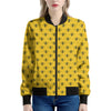 Yellow Bee Pattern Print Women's Bomber Jacket