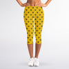 Yellow Bee Pattern Print Women's Capri Leggings