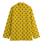 Yellow Bee Pattern Print Women's Cotton Blazer