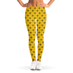 Yellow Bee Pattern Print Women's Leggings