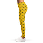 Yellow Bee Pattern Print Women's Leggings