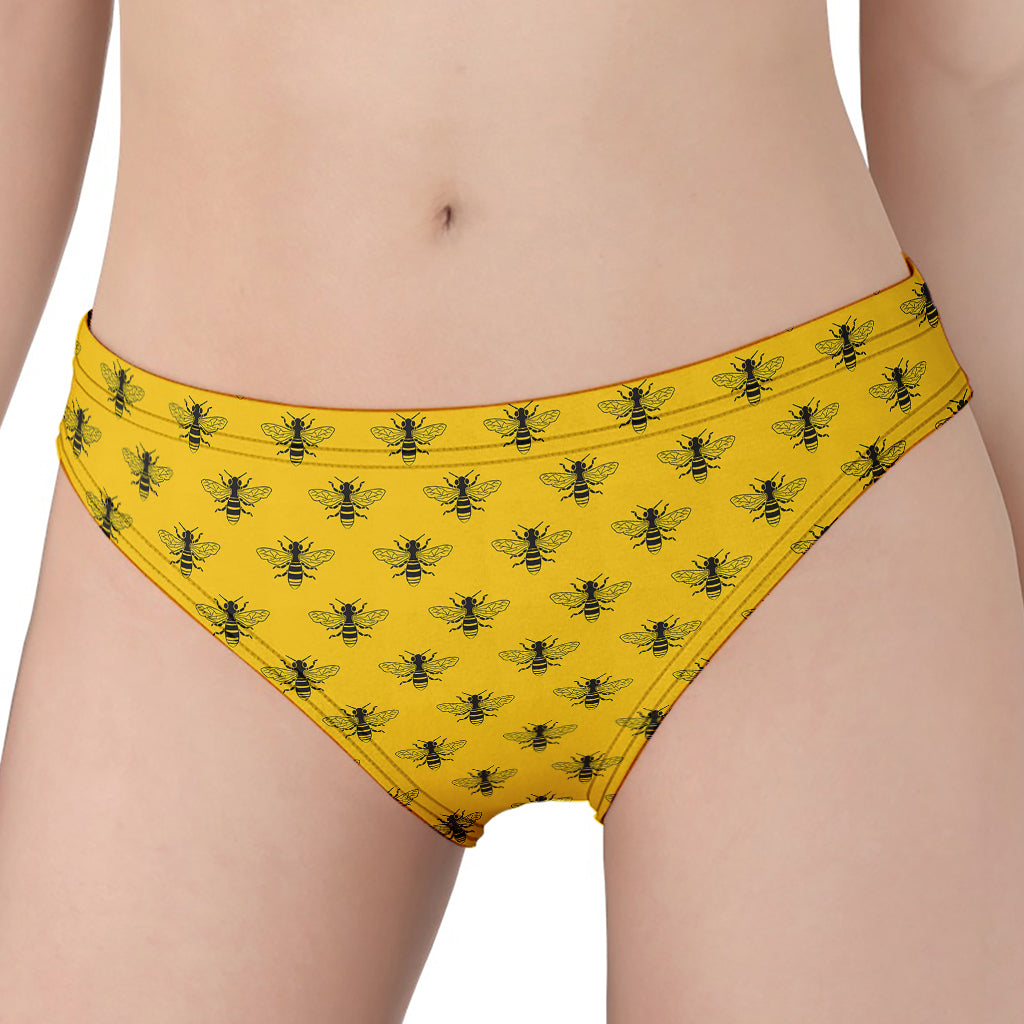 Yellow Bee Pattern Print Women's Panties