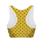 Yellow Bee Pattern Print Women's Sports Bra