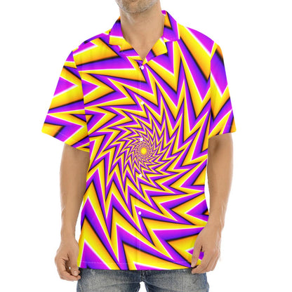 Yellow Big Bang Moving Optical Illusion Aloha Shirt