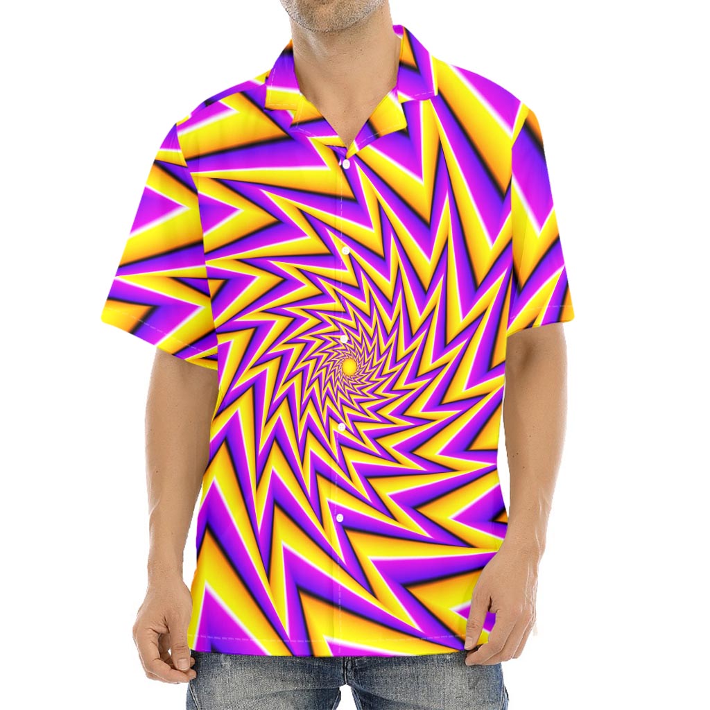 Yellow Big Bang Moving Optical Illusion Aloha Shirt