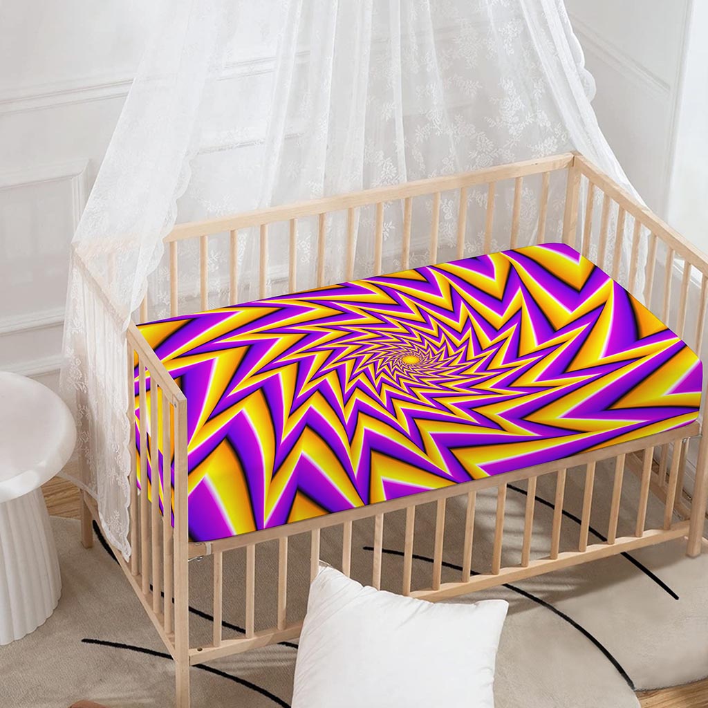 Yellow Big Bang Moving Optical Illusion Baby Crib Sheet