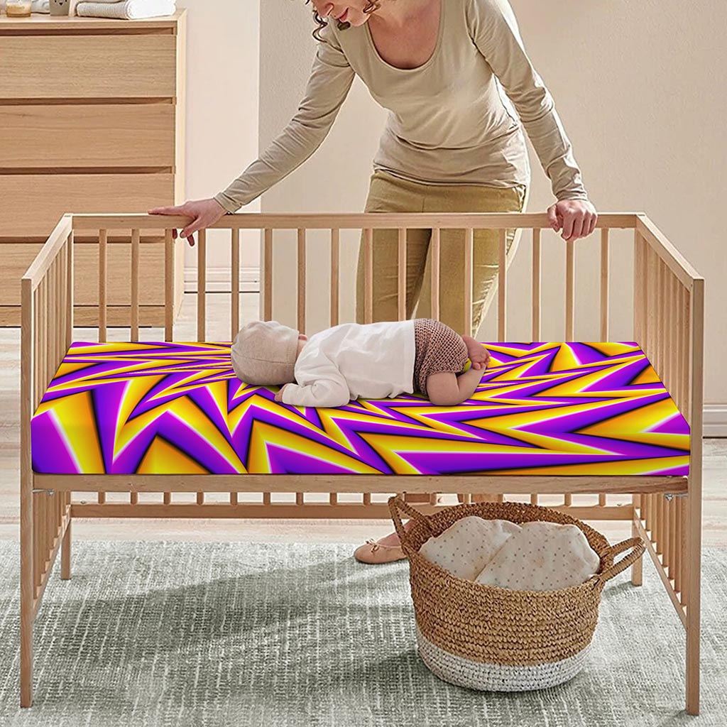 Yellow Big Bang Moving Optical Illusion Baby Crib Sheet