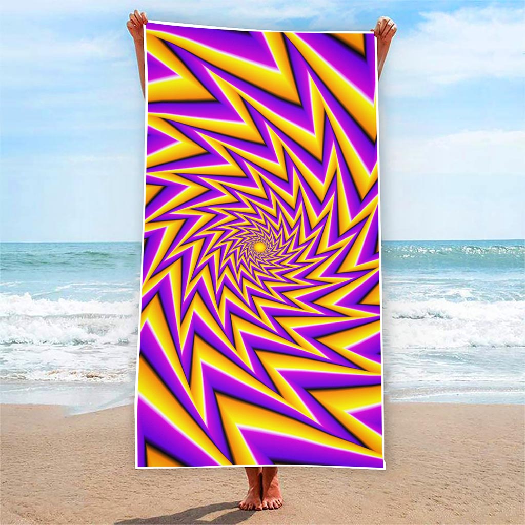 Yellow Big Bang Moving Optical Illusion Beach Towel