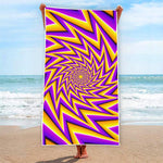 Yellow Big Bang Moving Optical Illusion Beach Towel