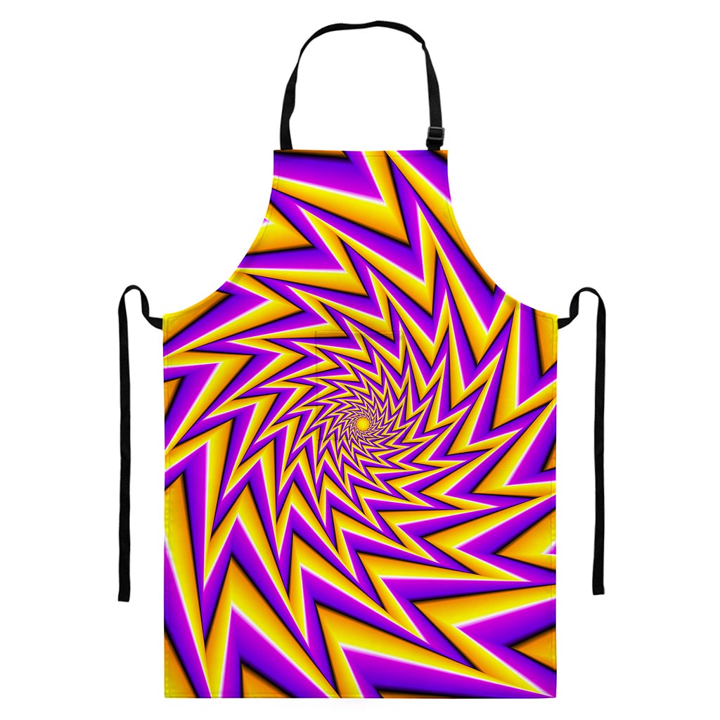 Yellow Big Bang Moving Optical Illusion Bib Apron With Pocket