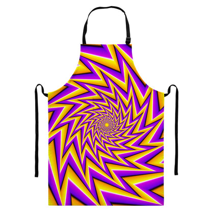 Yellow Big Bang Moving Optical Illusion Bib Apron With Pocket