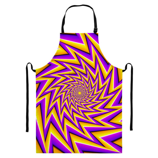 Yellow Big Bang Moving Optical Illusion Bib Apron With Pocket
