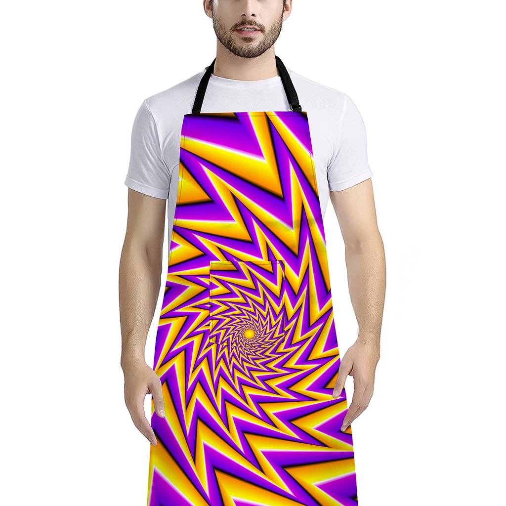 Yellow Big Bang Moving Optical Illusion Bib Apron With Pocket