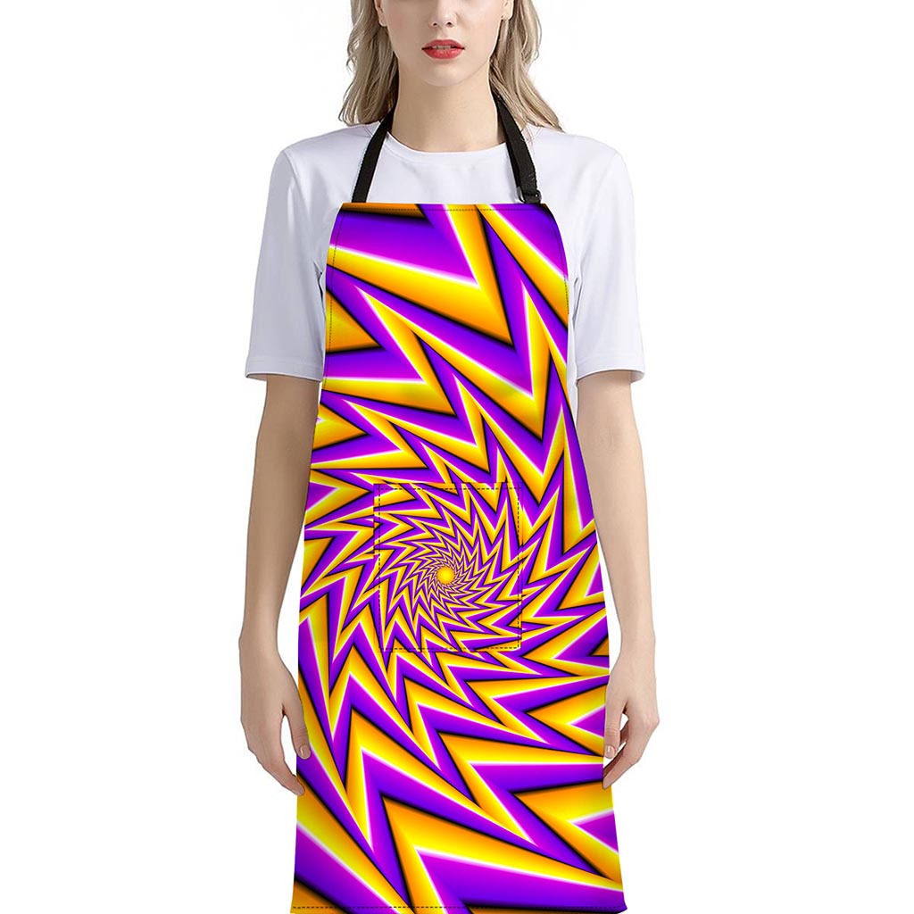 Yellow Big Bang Moving Optical Illusion Bib Apron With Pocket