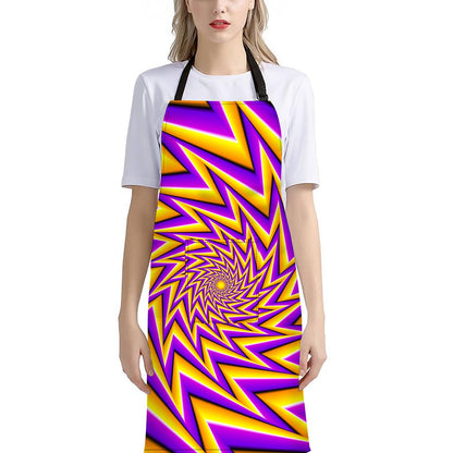Yellow Big Bang Moving Optical Illusion Bib Apron With Pocket