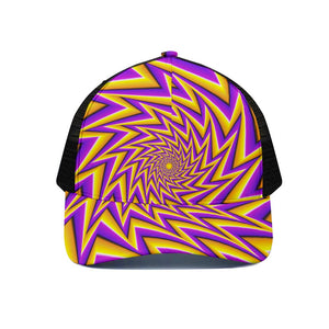 Yellow Big Bang Moving Optical Illusion Black Mesh Trucker Cap