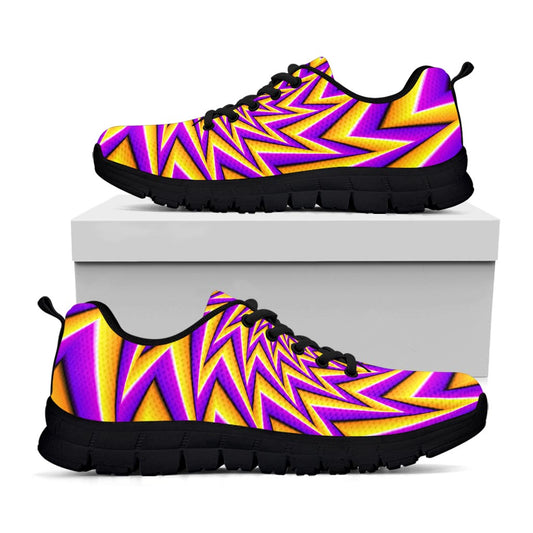 Yellow Big Bang Moving Optical Illusion Black Running Shoes