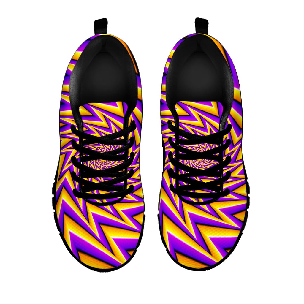 Yellow Big Bang Moving Optical Illusion Black Running Shoes