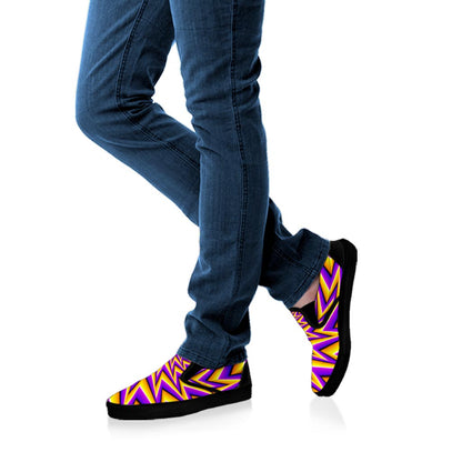 Yellow Big Bang Moving Optical Illusion Black Slip On Sneakers