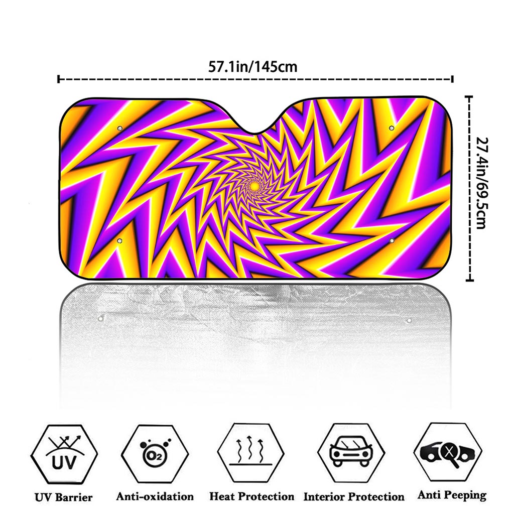 Yellow Big Bang Moving Optical Illusion Car Windshield Sun Shade