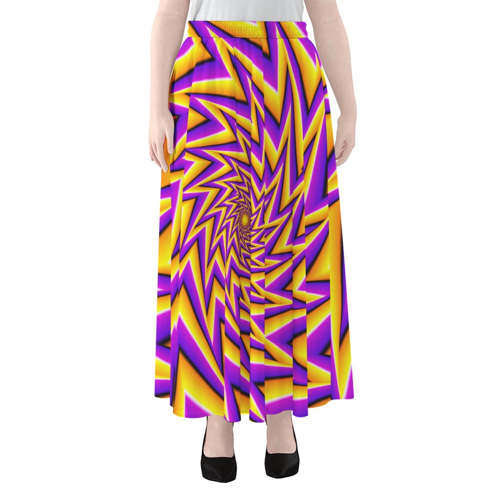 Yellow Big Bang Moving Optical Illusion Chiffon Maxi Skirt