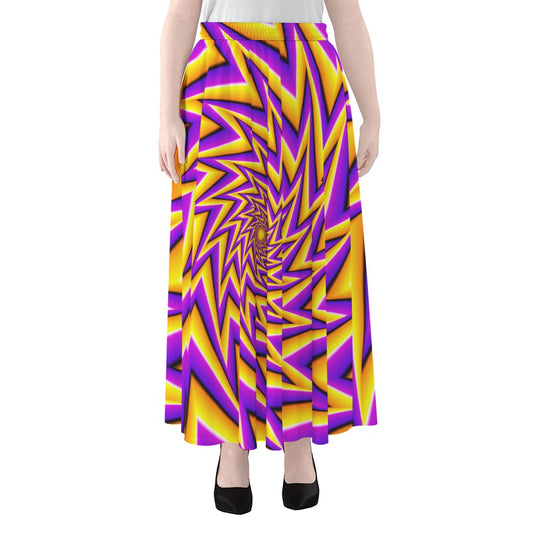 Yellow Big Bang Moving Optical Illusion Chiffon Maxi Skirt