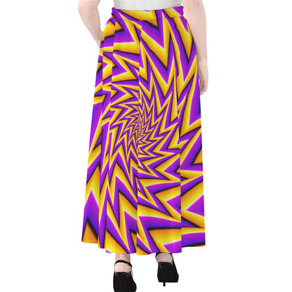Yellow Big Bang Moving Optical Illusion Chiffon Maxi Skirt