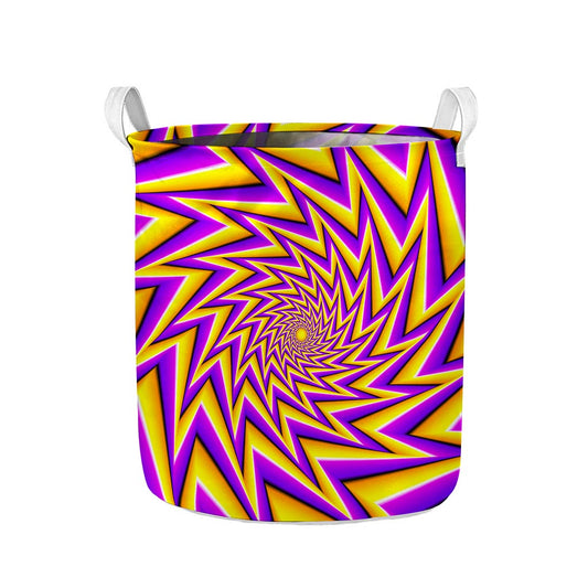Yellow Big Bang Moving Optical Illusion Collapsible Laundry Basket