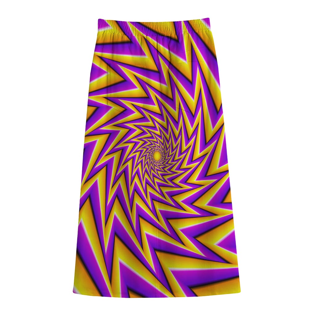 Yellow Big Bang Moving Optical Illusion Cotton Front Slit Maxi Skirt