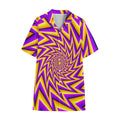 Yellow Big Bang Moving Optical Illusion Cotton Hawaiian Shirt